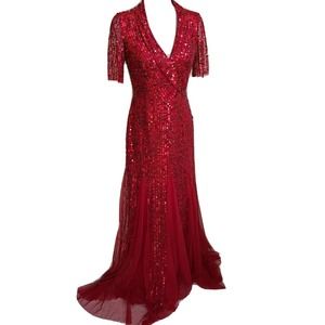 Adrianna Papell New NWT formal ball gown size 6 retail $299 red sequin mermaid